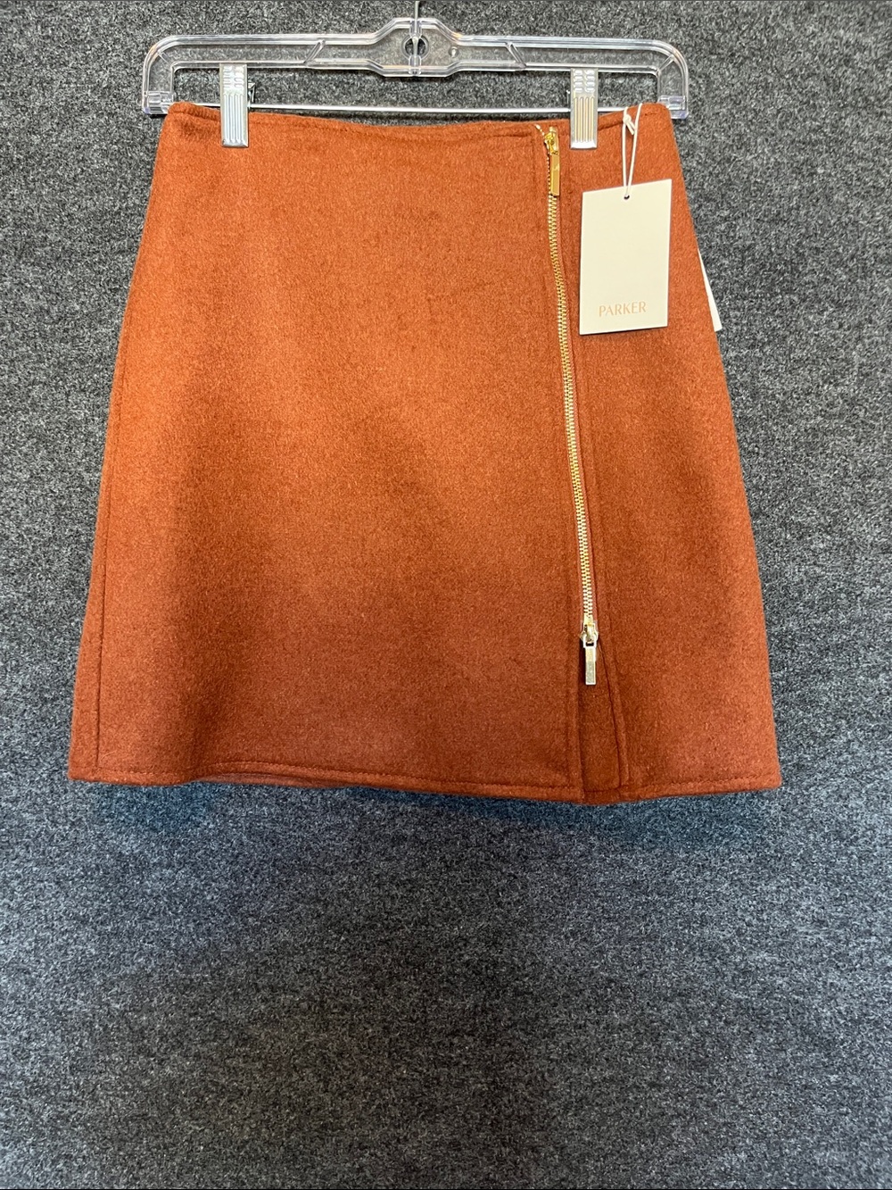 Parker Rust Side Zipper Mini Skirt